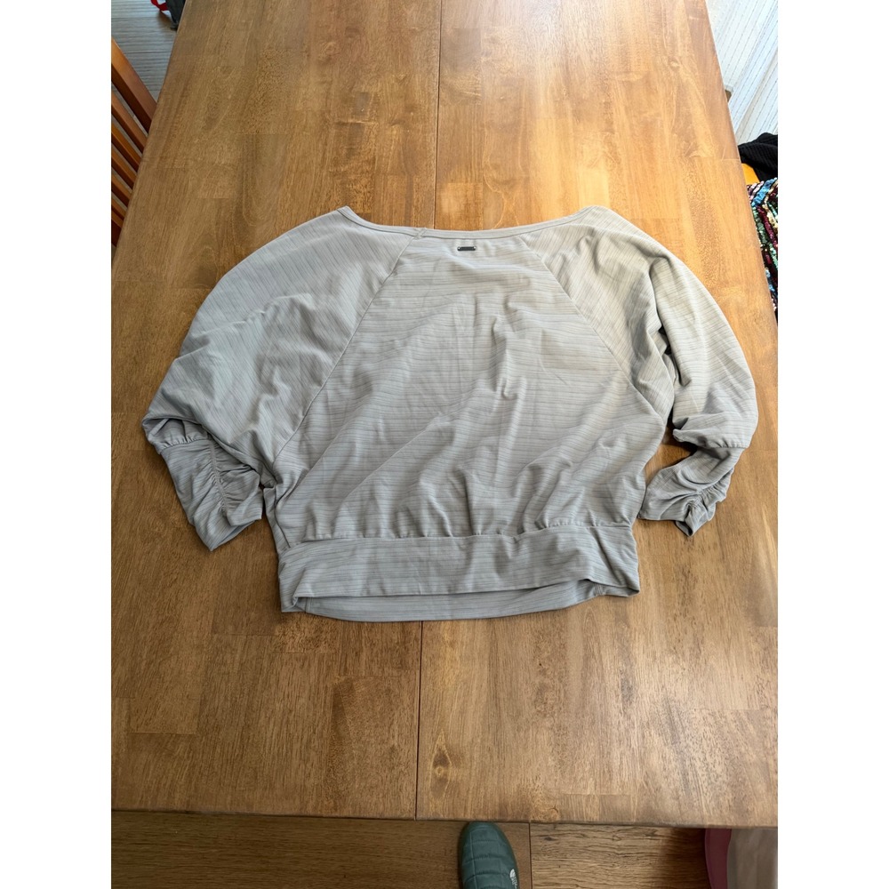 Prana Gray Space Dye Dolman Sleeve Ruched Activewear Top Small